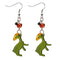 Green Reindeer Charm Resin Earrings