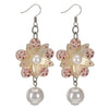 Pink & White CZ Flower Resin Earrings