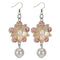 Pink & White CZ Flower Resin Earrings