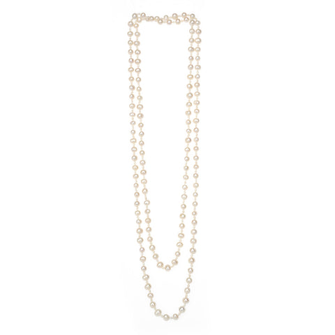 LONG WHITE FRESHWATER PEARL NECKLACE