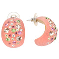 Coral Pink & Cubic Zirconia Resin Luna Earrings