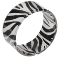 Wide Metallic Silver Zebra Print Resin Cuff