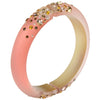 Chic Coral Pink Resin Bangle with Cubic Zirconia Detail