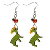 Green Reindeer Charm Resin Earrings