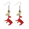 Fuschia Pink Reindeer Charm Resin Earrings