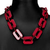 Fuschia Pink Interlocking Chains Resin Necklace