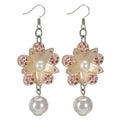 Pink & White CZ Flower Resin Earrings